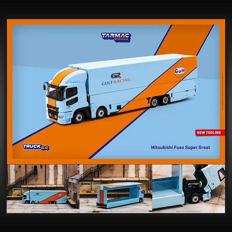 

TW In Stock 1:64 Mitsubishi FUSO Super Great GULF Trailer Diecast Car Model Collection Miniature Toy Tarmac Works