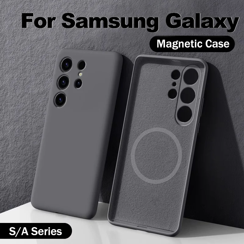 For Samsung Galaxy S23 S24 Ultra Case For Magsafe Magnetic Silicone Back Cover A55 5G A54 S22 Plus Phone Protection Accessory