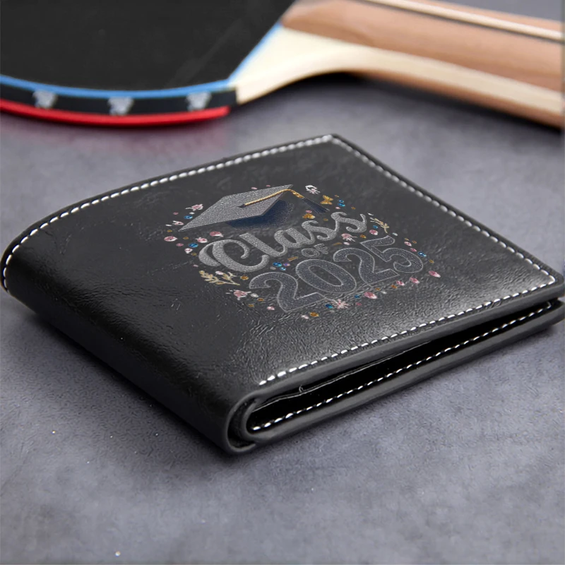 Class of 2025 Graduation Embroidered PU Leather Wallet Men's Slim Business Style Durable Lightweight Design