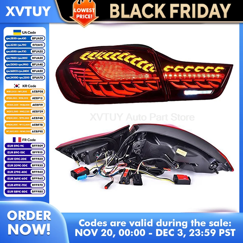 

Задний фонарь в сборе для BMW серии 4 F32 F36, модифицированный M4 F82, светодиодный задний фонарь с чешуей дракона, DRL, динамический последовательный указатель поворота