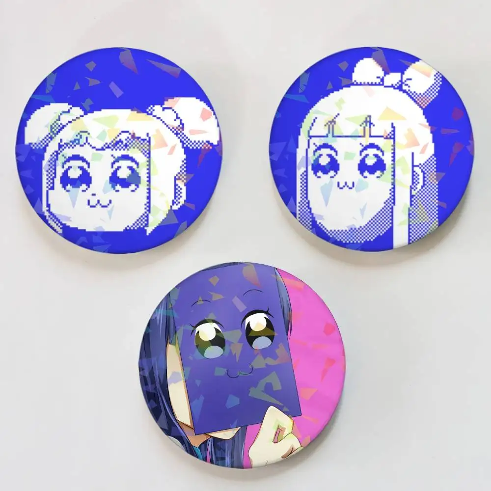 Insignias EPIC del equipo P-POP de Anime Kawaii, insignia láser redonda, broche, accesorios para mochila