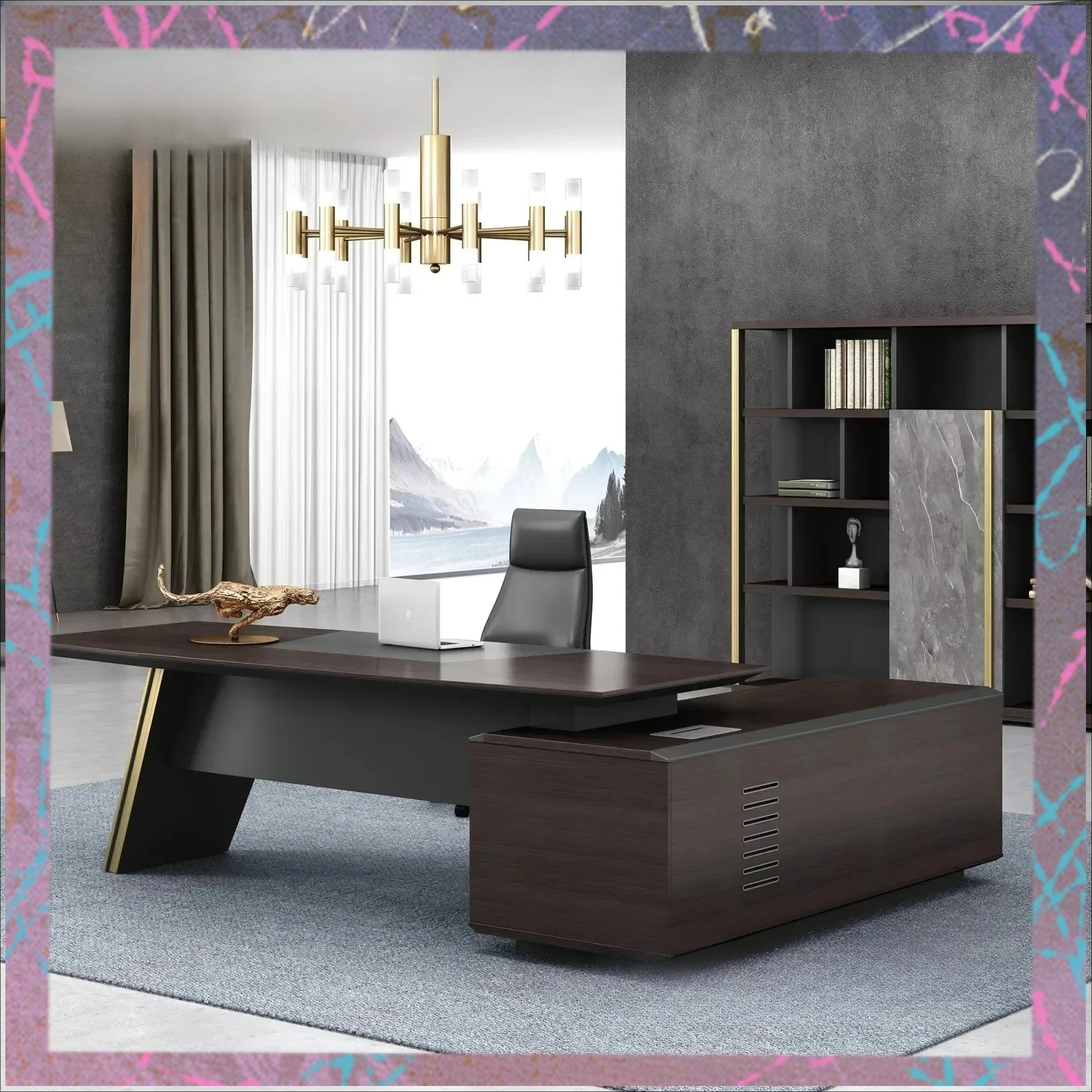 Y Attractive  Good Selling 2.4M Modern Design Luxury Workspace  Presidential Office Furniture Executive Desk