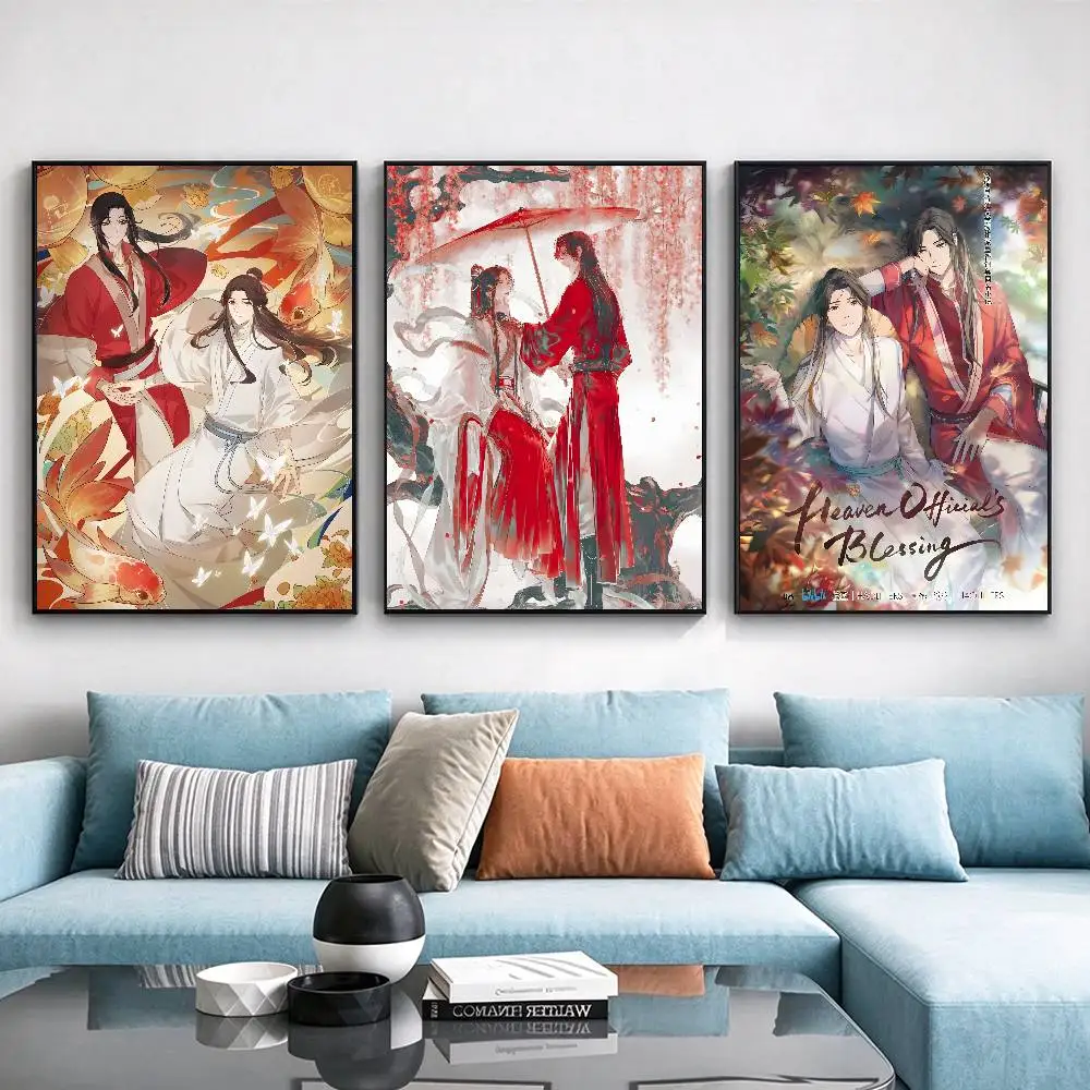 Tian Guan Ci Fu H-Heaven Official Blessing Poster Waterproof Wall Sticker For Bar Living Room Vintage Decor High Quality Print
