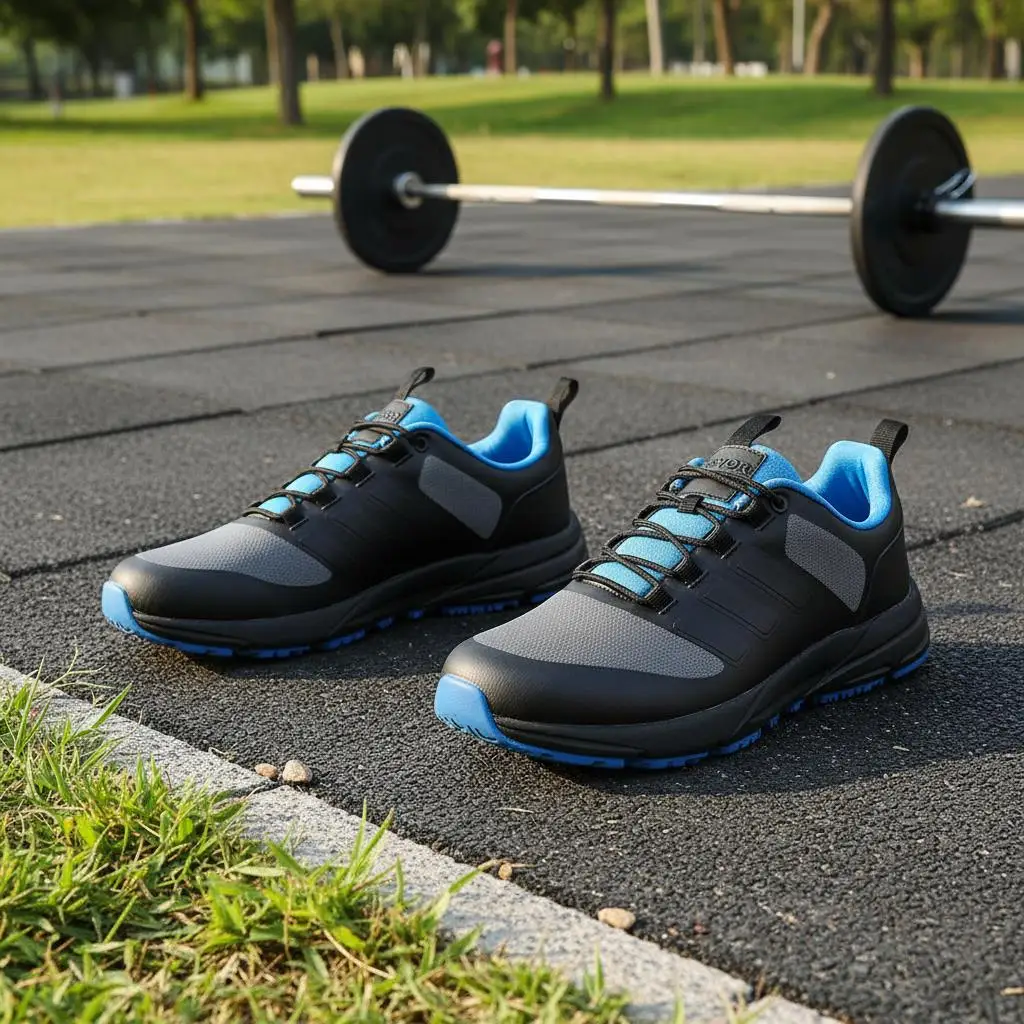 

Спортивная обувь, размер US 10, средняя ширина, для бега, гимнастики, тяжелой атлетики, с широким носком, поддержкой свода стопы, регулируемой шнуровкой, черная.