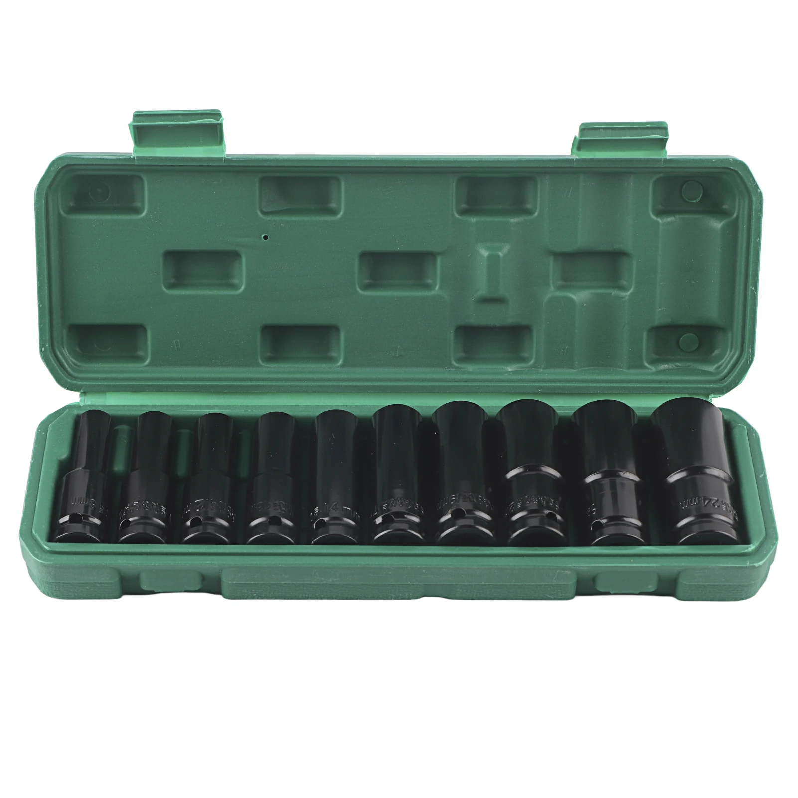 

10Pcs 1/2in Deep Drive Impact Socket Set 6‑Point 8‑24mm Carbon Steel Auto Repairing Tool