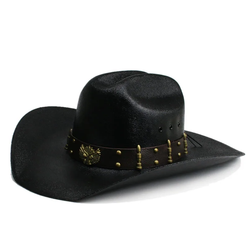 

Retro Suncha Two Guns Leather Band Men Women Yellowstone Beach American Western Cowboy Sun Hat Pinch Front Wide Brim 57-61cm