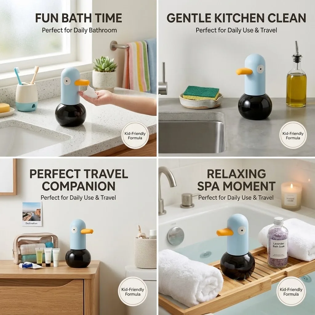 Children Soap Dispenser Touchless Auto Foam Dispenser with 2 Gear Foaming 400ml USB Waterproof for Kitchen Bathroom Hand Soap