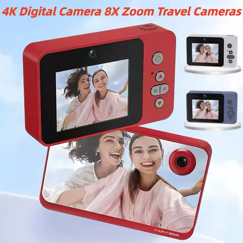 2.4 Inch 4K Digital Camera 8X Zoom Travel Cameras 1080 FHD Cam for students Campus Selfie Entry-Level Photography Mini Retro CCD