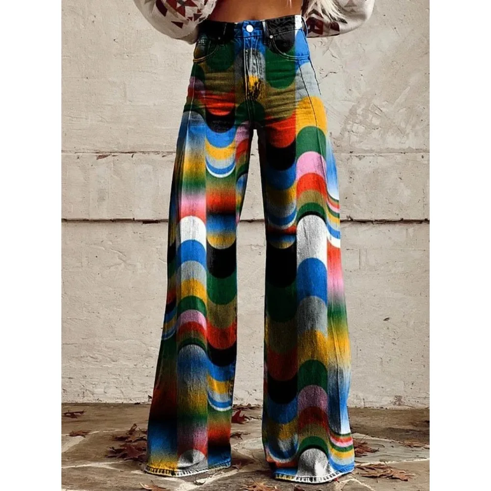 Damen Leopardenmuster Weite Hose mit Hoher Taille Baggy Y2K Vintage Streetwear Hose Locker Sitzende Lässige Tierdruck-Hose – Detail 17