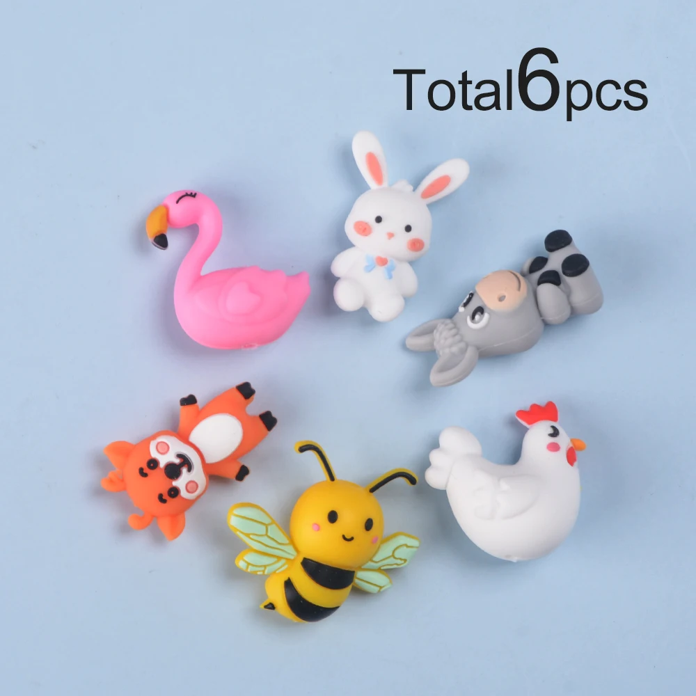 LOFCA 6PCS Silikon 3D Tier Groß Perlen Für Schmuck Machen, Armbänder DIY Schlüsselbund Stifte Halskette Schmuck Zubehör