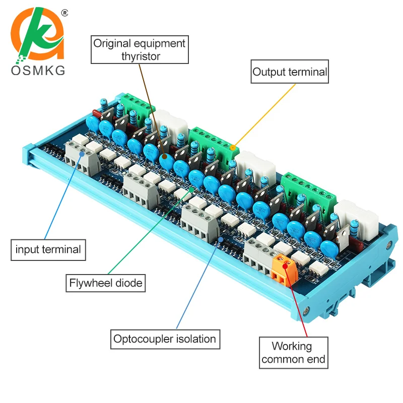 PLC 16 Channel  SCR AC Amplifier Module Non-Contact Optocoupler Isolation Board for Solenoid Valve