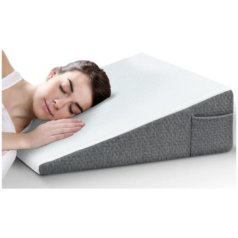 8/10/12inches Pillow for Sleeping Acid Reflux After Surgery Triangle Elevated Pillow for Bedside Dormitory Office Air Layer Foam