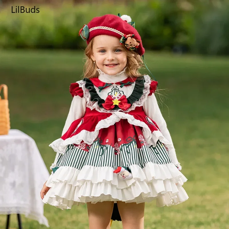 2024 New Kids Children Lolita Tutu Dresses Costume Girls Christmas Princess Sleeveless Vest Outfits Autumn And Winter Clothes