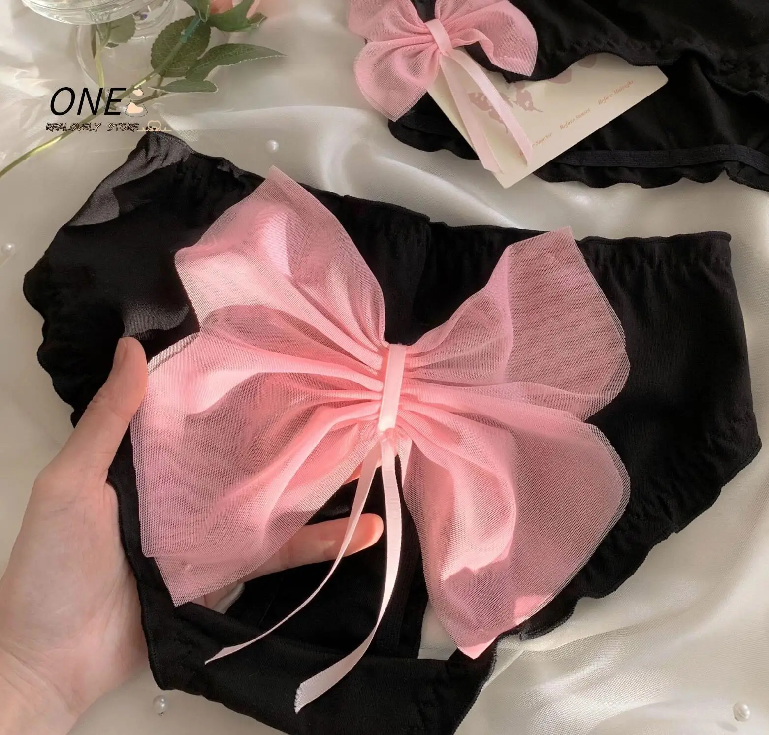 New arrival 100% Real Photo M L XL Lovely Cute Lolita Kawaii Cotton Big Bow Panties Uderwear Brief Thong Knickers