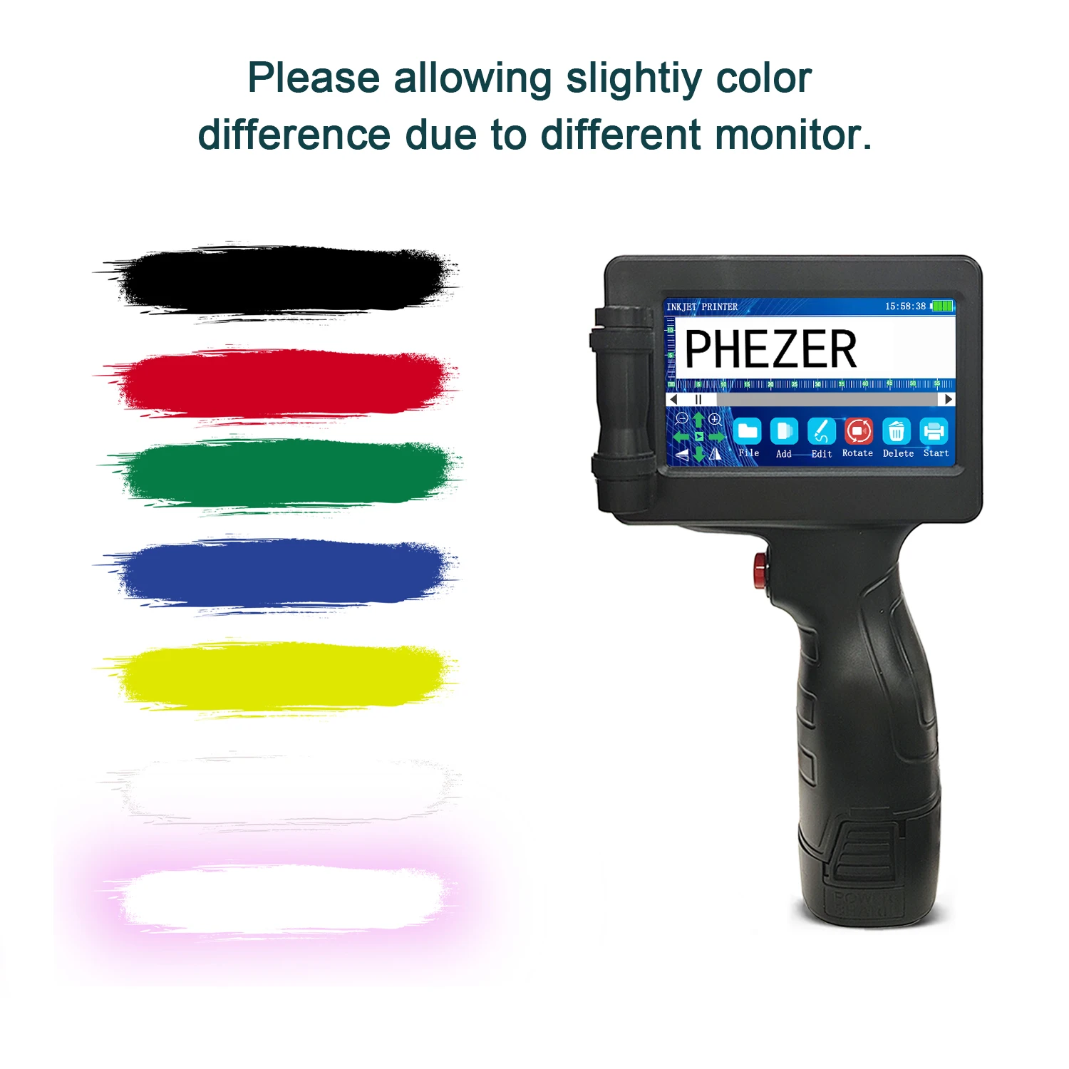 Phezer P17 Handheld Inkjet Printer Date Number Expiry Date Logo QR Bar Batch Code Expiry Date 12.7mm Label Printer 28 Languages