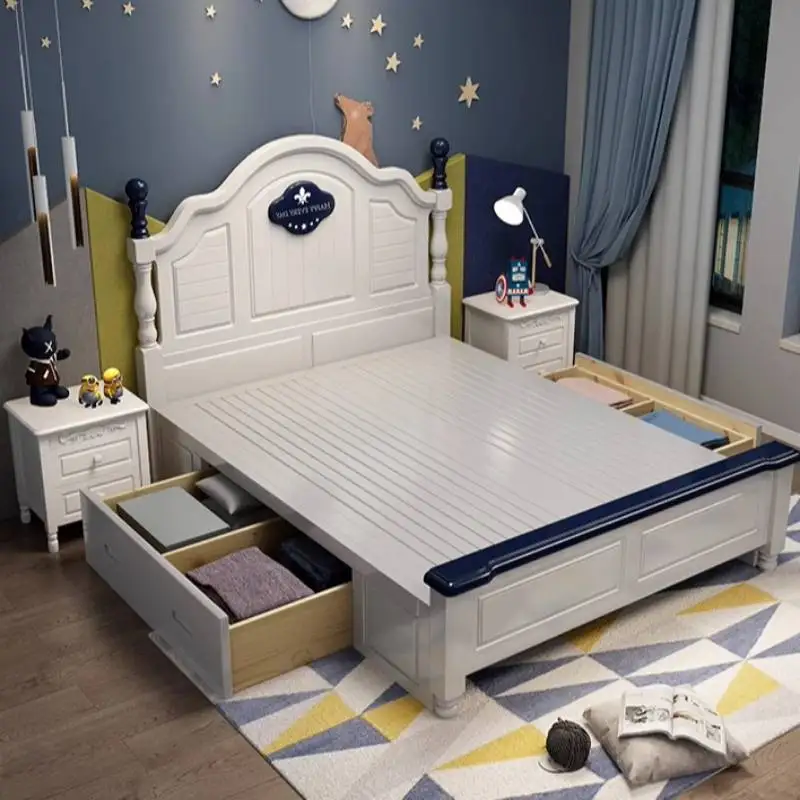 سرير أطفال مزخرف للفتيات باللون الأبيض الشمالي للسلامة بتصميم عصري سرير أطفال فردي مخصص خشبي Lettino Per Bambini أثاث منزلي