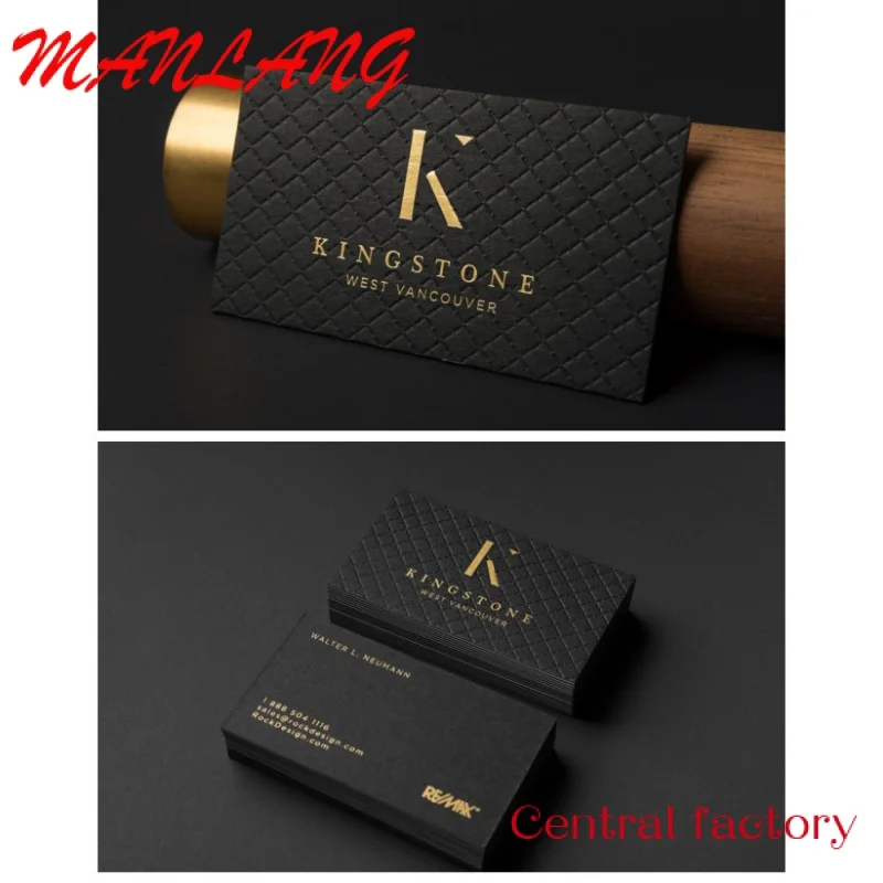 Custom  custom luxury biodegradable black white thick natural paper name card printing 3d embossed logo debossed business card