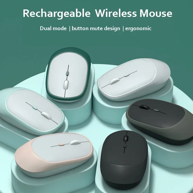 Wireless Mouse Rechargeable Blueteeth-Compatible 2.4G with USB, 3Level DPI Cordless Mice for PC Laptop Gaming Mouse Gamer Office