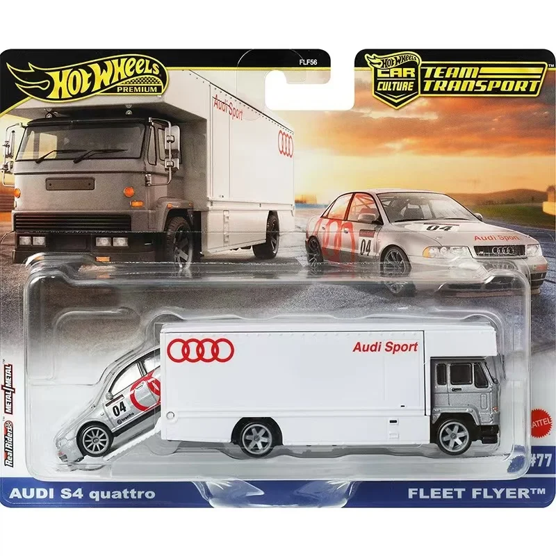 Genuine Hot Wheels Premium Car Culture Team Transport Boy Toys 1:64 Diecast Rally Hauler Kousoku Toyota Audi Delorean Model Gift