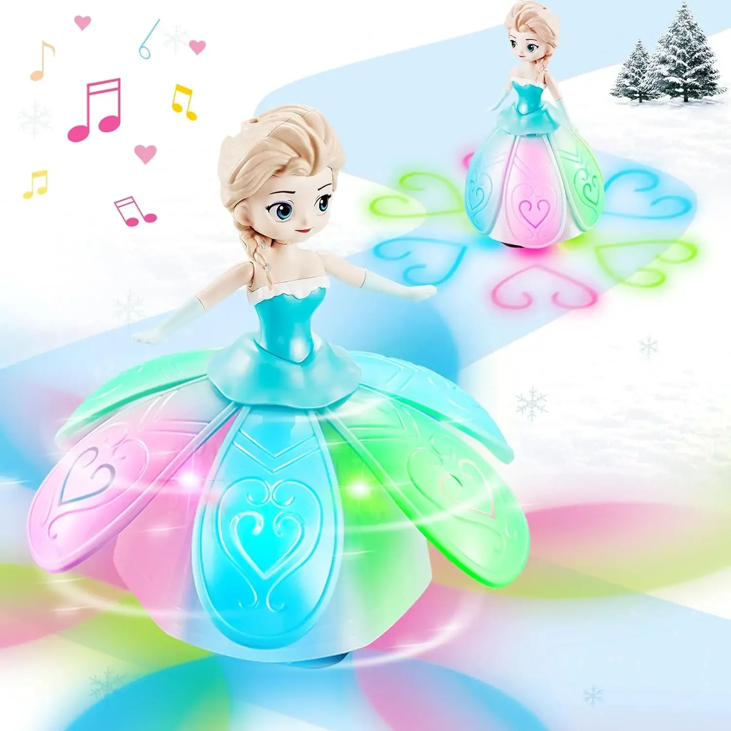 Dancing Princess Interactive Spin Robot Toys for Little Girls with Colorful Flashing Lights & Music,Pretend Birthday Gift Kid