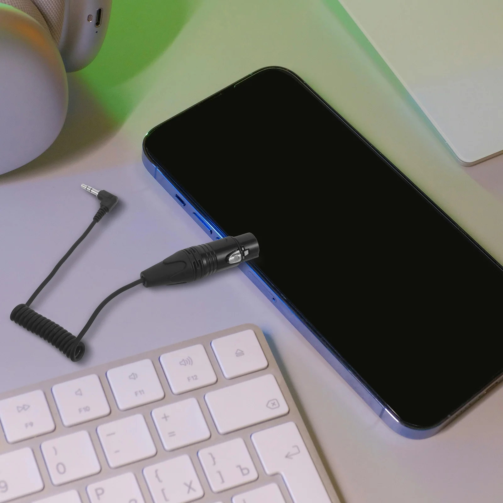 

Retractable 3.5mm to Xlr Cable Microphone Accessories Flexible Audio Transfer 50cm Spring Design Stable Transmission Durable Mic