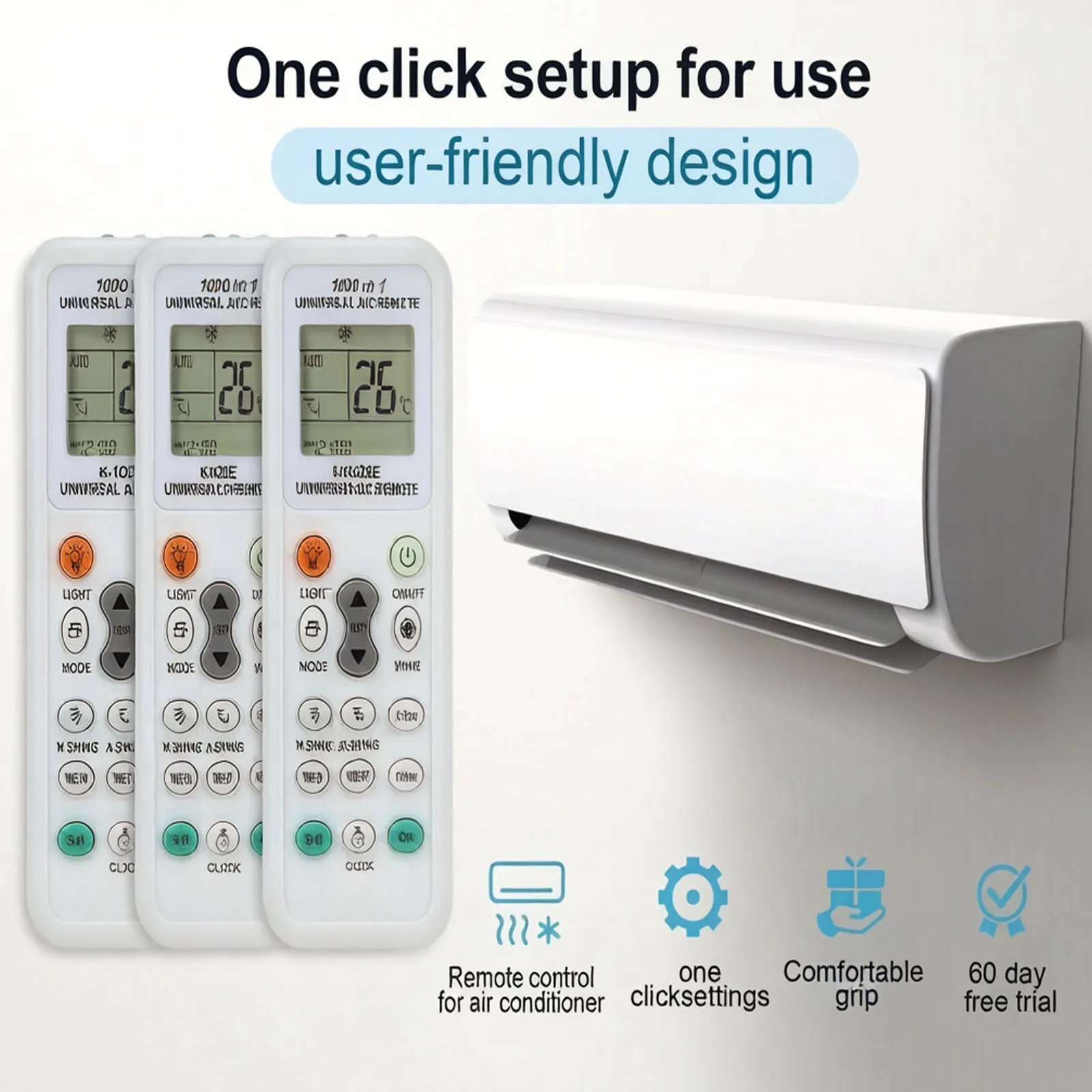 3pcs Universal Air Conditioner Remote Control LCD A/C Conditioning Controller 1000 in 1 for Mitsubishi Toshiba HITACHI FUJITSU