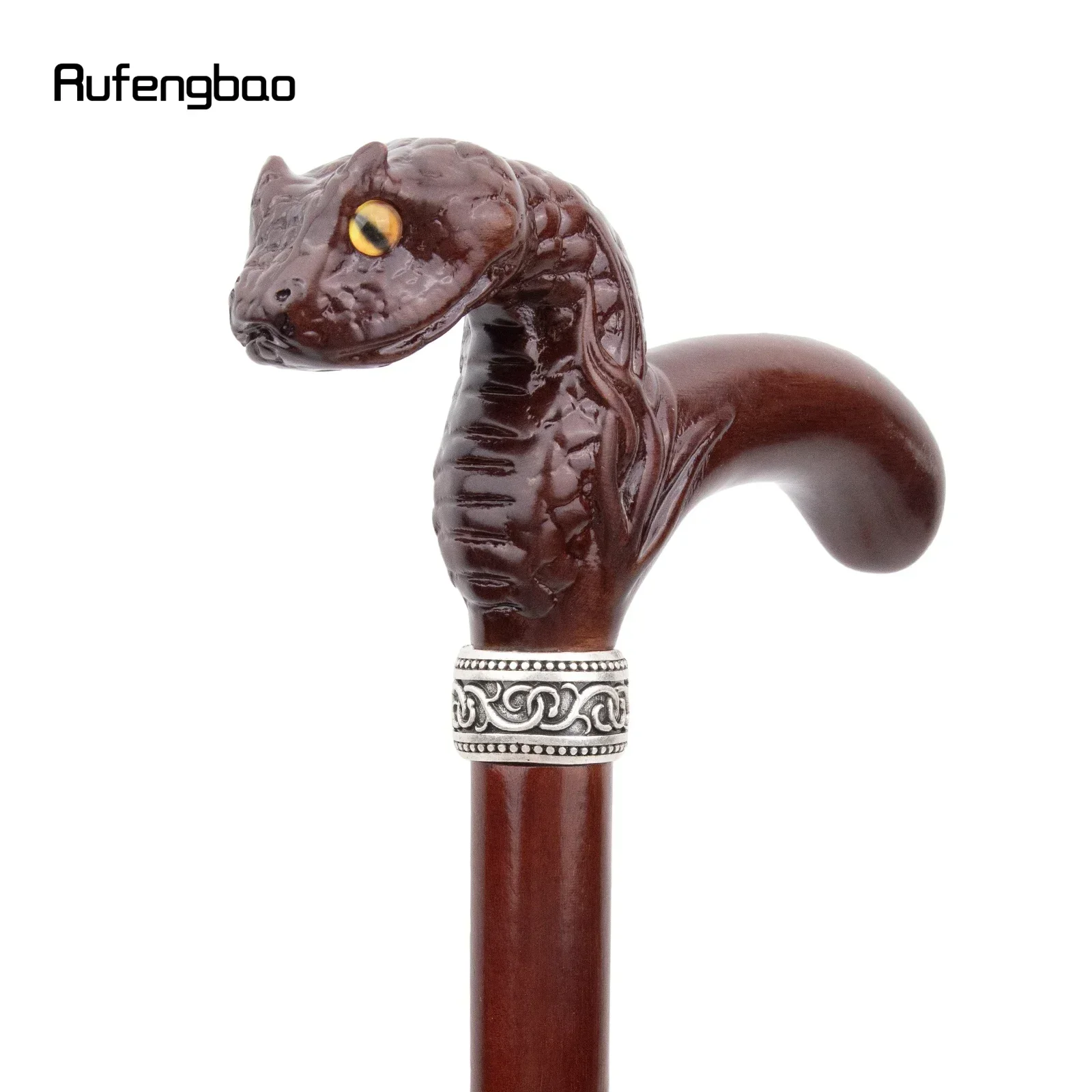 Braune Cobra-Schlange aus Holz, modischer Stock, dekorativer Vampir-Cospaly-Party-Holz-Gehstock, Performance-Bühnenstock, 93 cm