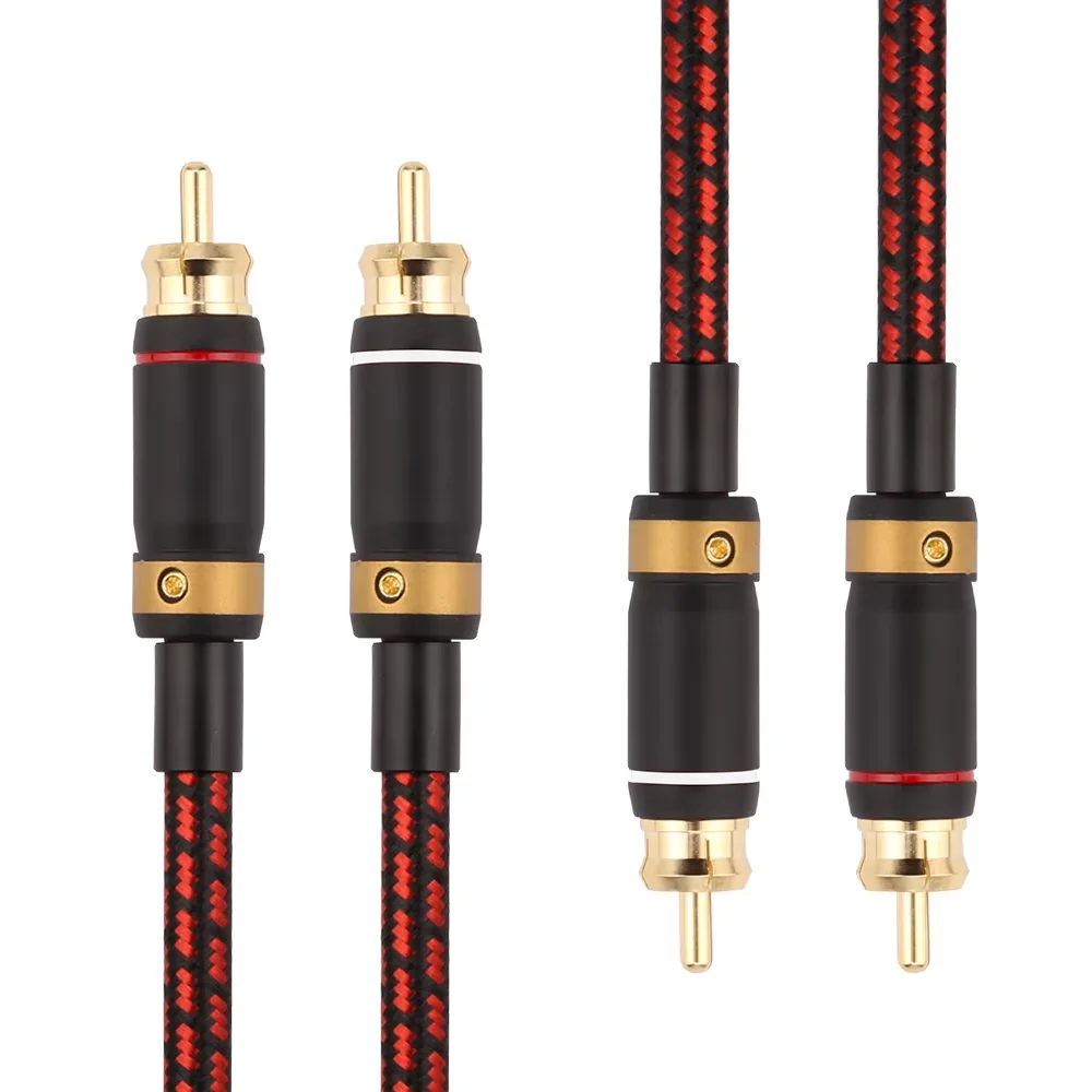 KGUSS 2Pcs/Pair 4N-OFC Professional RCA to RCA Audio Cable For Amplifier DAC TV Power amplifier speaker connection cable