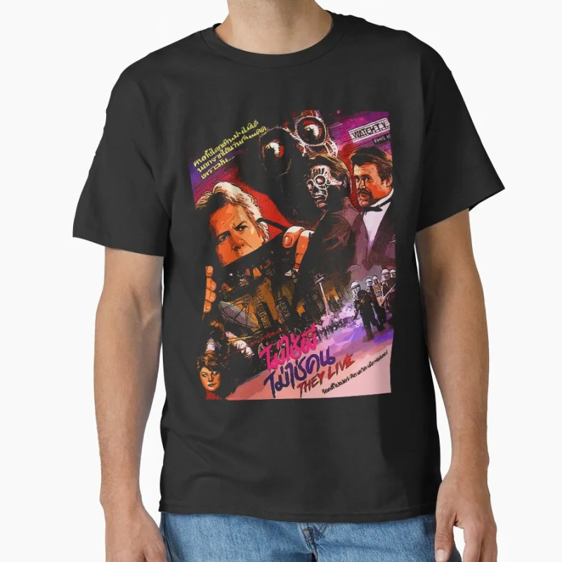 

Stay Asleep 80s Vintage Horror movie They live John Carpenter Scary Haloween Gift t shirt Large size Tops Scifi Graphic Clothes