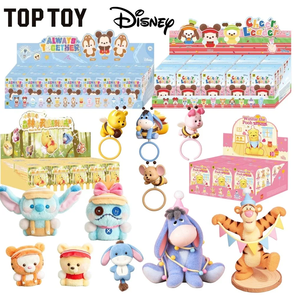 TOPTOY Genuine Disney Blind Box Winnie Pooh Mickey Friends Cute Plush Figure Mystery Box Desktop Ornament Surprise Collect Gift