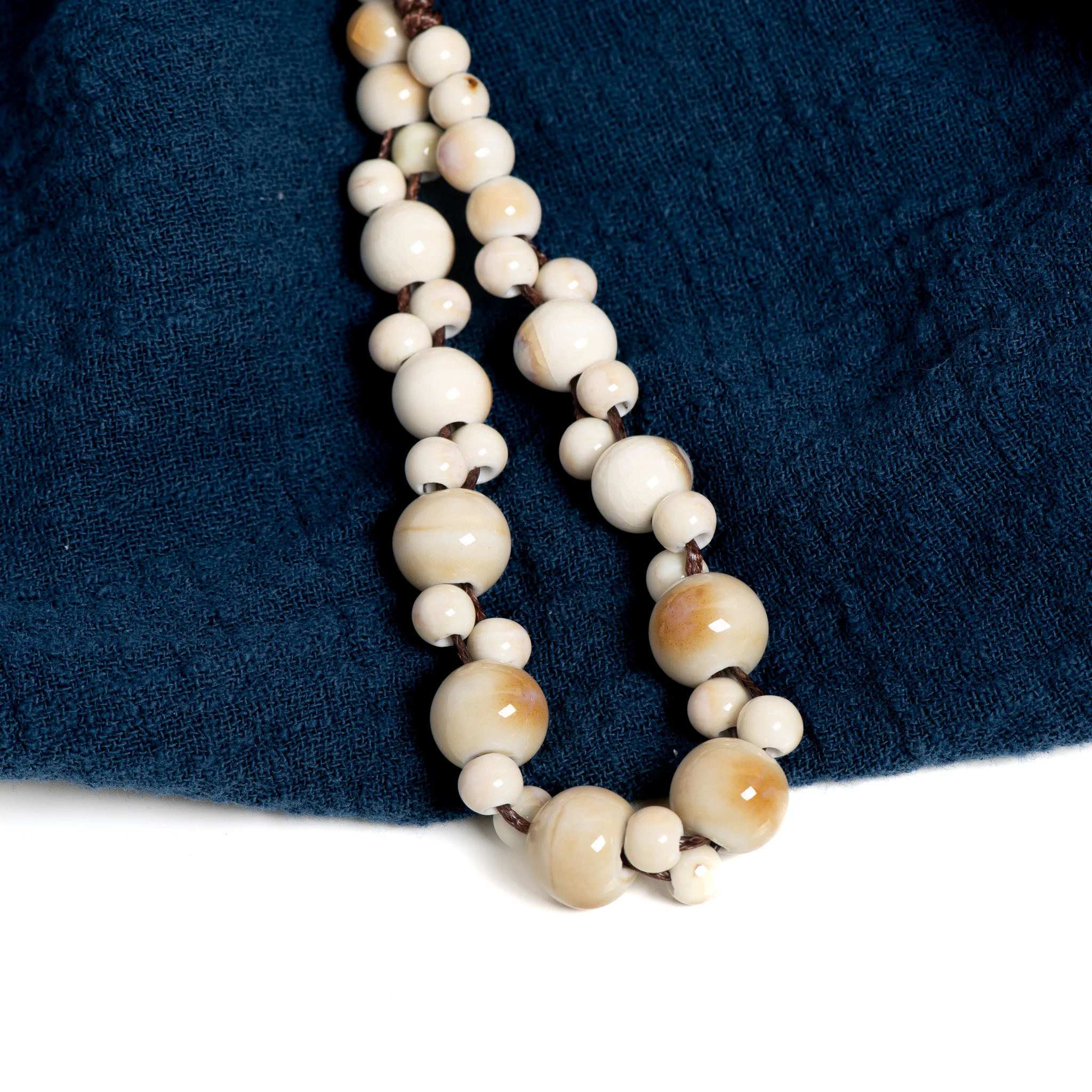 Amber Handmade Ceramic Necklace Boho White Pendant Vintage Jewelry Simple Adjustable Accessory 1110