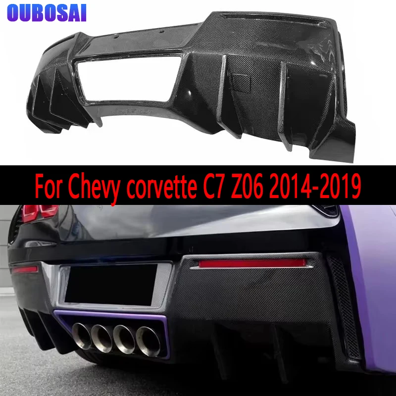 Para Chevy corvette C7 Z06 2014-2019 difusor de fibra de carbono difusor de parachoques trasero alerón labio trasero Shunt piezas de coche kit de carrocería