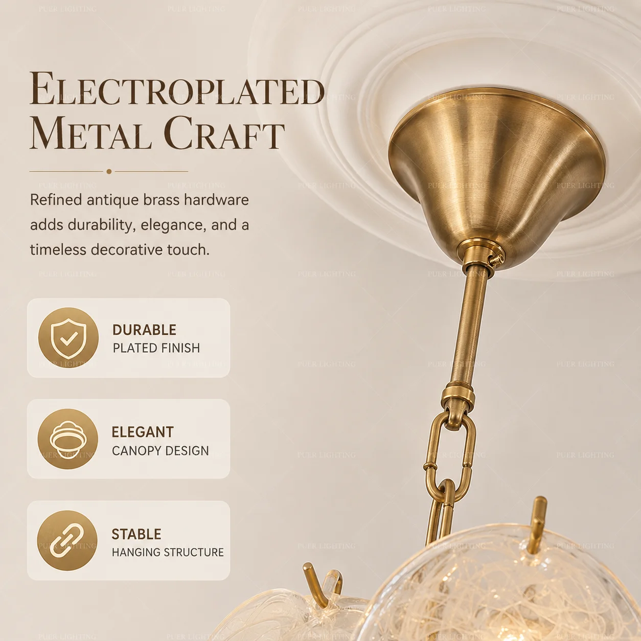 Vintage Brass Smoke Cloude Glass Pendant Light Fixture, Glass Chandelier, Antique Pendant Lights, for Kitchen Island Lighting