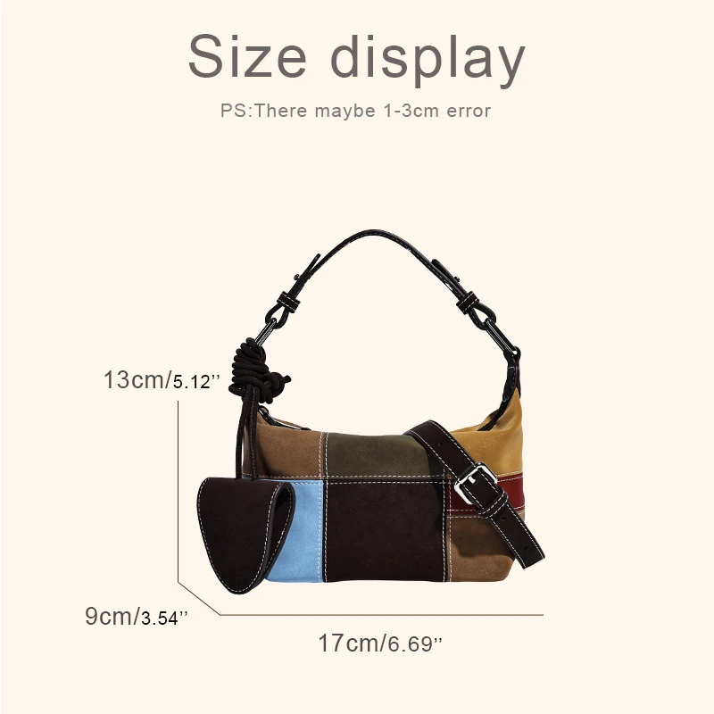 Faux Suede Mini Bags For Women Luxury Designer Handbags Purses 2025 New In Splicing Color Blocking With Eyeglasses Clip Shoulder