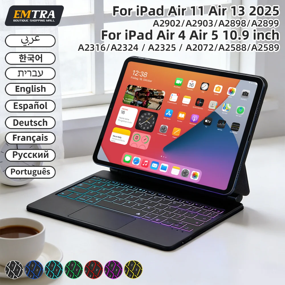 

Magic Wireless Keyboard for iPad a16 11th 10th Magnetic Case for iPad Air Pro Mini with Touch Keyboard Smart Book Cover Korean