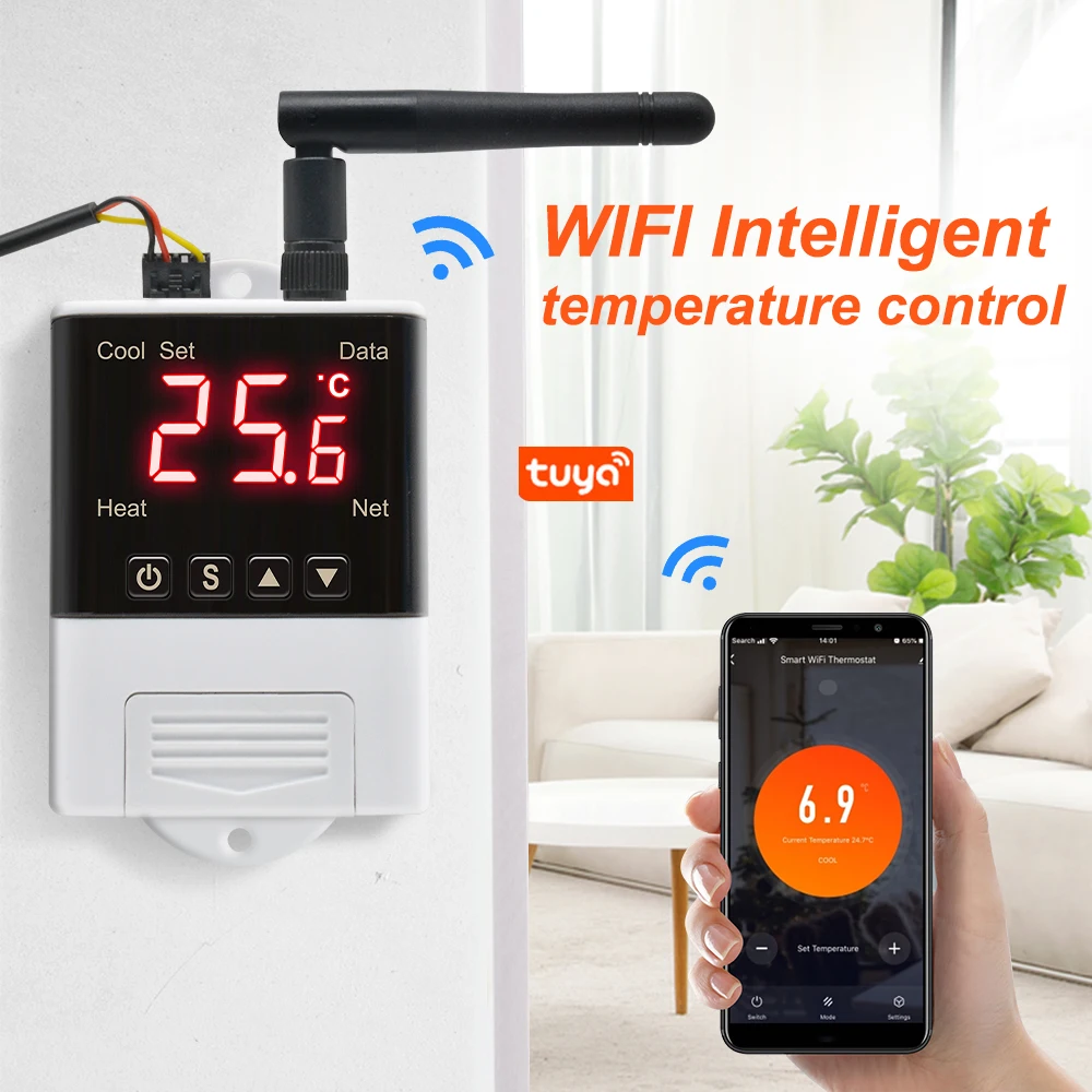 Wifi intelligente Termostato Humdistat AC 110V 220V Digitale Regolatore di Umidità di Temperatura Incubatrice Riscaldamento Raffreddamento