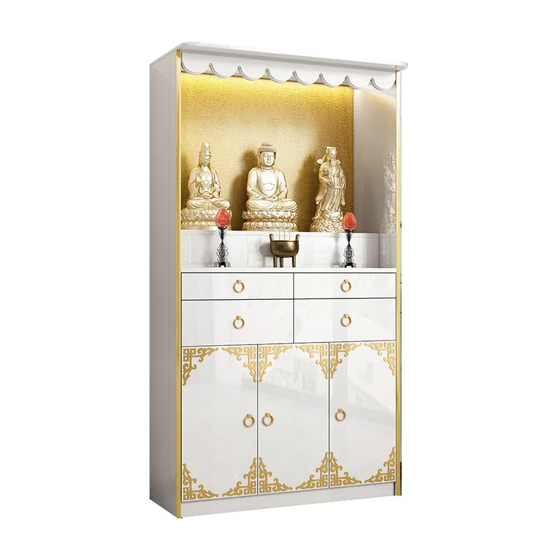 Buddhist shrine New Chinese vertical cabinet Solid wood Buddhist cabinet Shrine Modern light luxury Shrine God of Weal