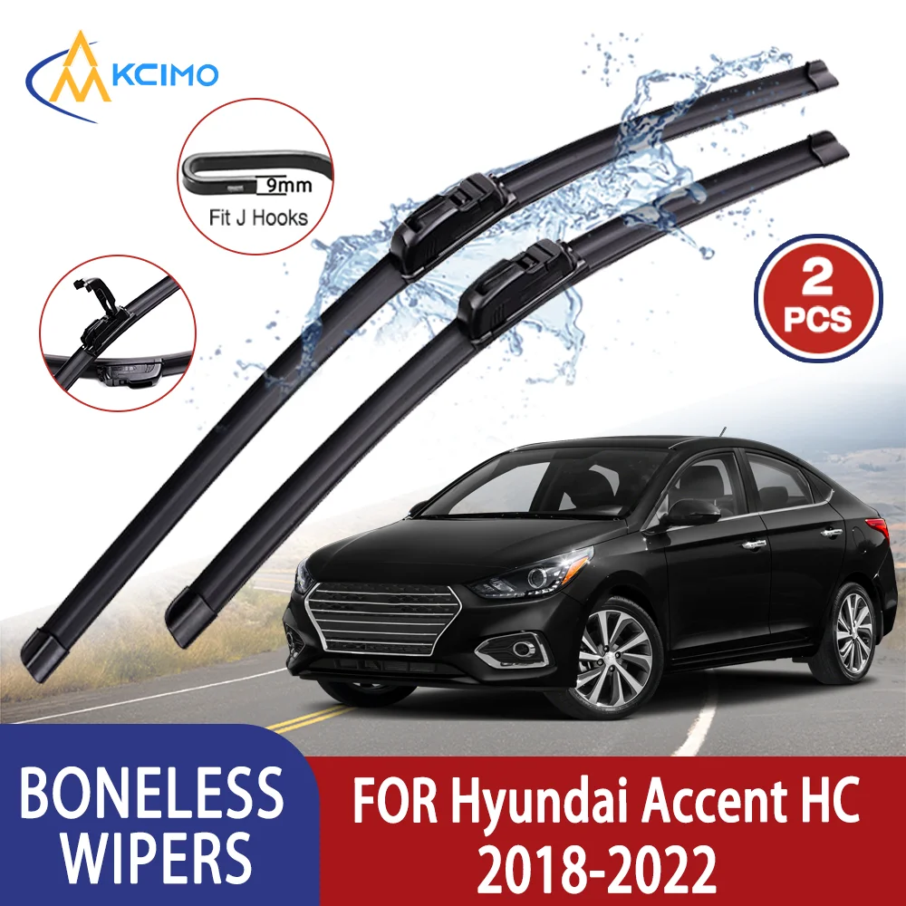 

Kcimo Премиум Высокое качество для Hyundai Accent HC 2018-2022 2019 Автомобильный U-образный мягкий резиновый стеклоочиститель без костей - HD тихий прочный 24 "+ 16"