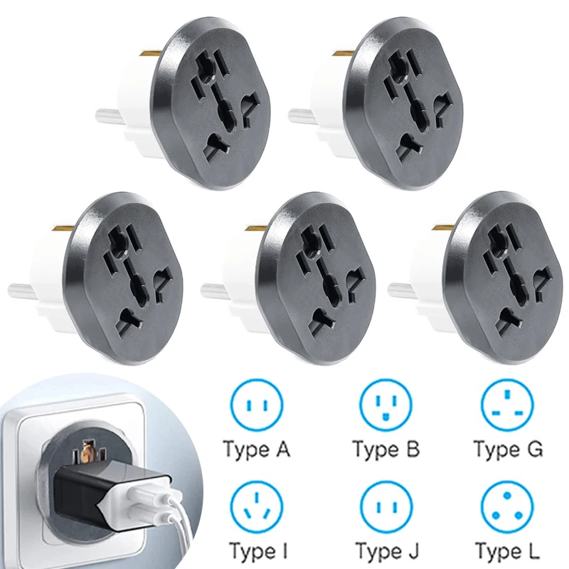 Adaptador de enchufe Universal para la UE, Convertidor de 2 clavijas redondas, enchufe de pared para AU UK CN US a EU AC 250V, adaptador de viaje de alta calidad, 16A