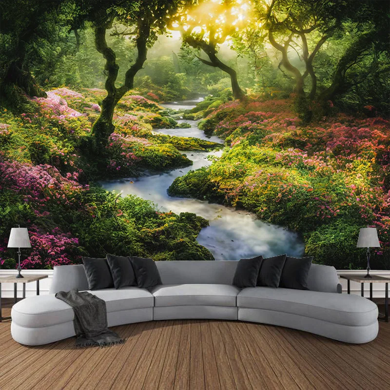 

Fairy Tale Forest Fantasy Wall Hanging Tapestry Mountains Nature Scenery Tapestry for Home Decorations Bedroom Living Room Decor