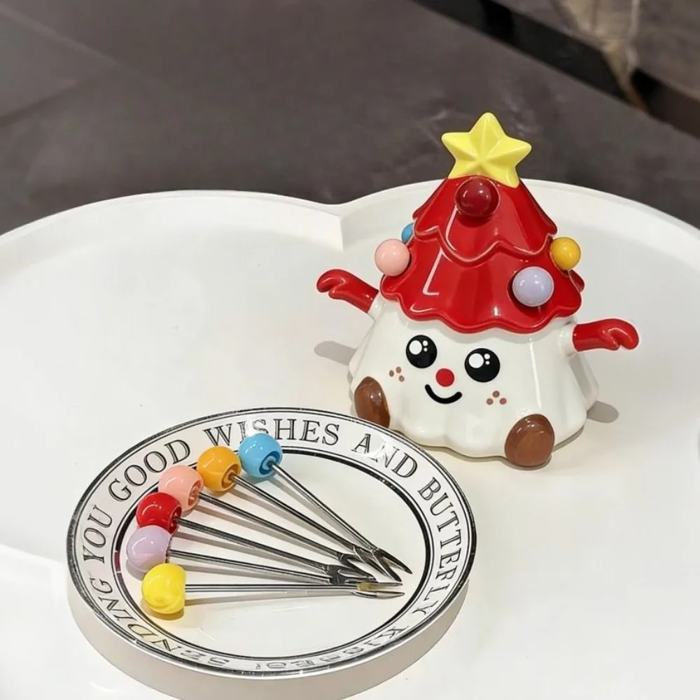 

Christmas Tree Fruit Storage Ceramic Kids Stainless Steel Fork Set Home Living Room Coffee Table Safety Ornament Tableware