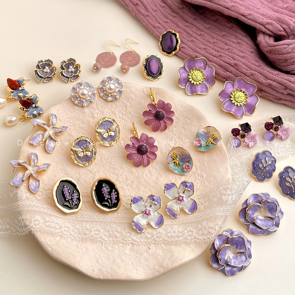 accessori-fai-da-te-[lavender-manor]-orecchini-a-goccia-viola-retro-francesi-orecchini-a-lobo-con-fiori-dolci-e-dal-temperamento-da-fata-per-donna