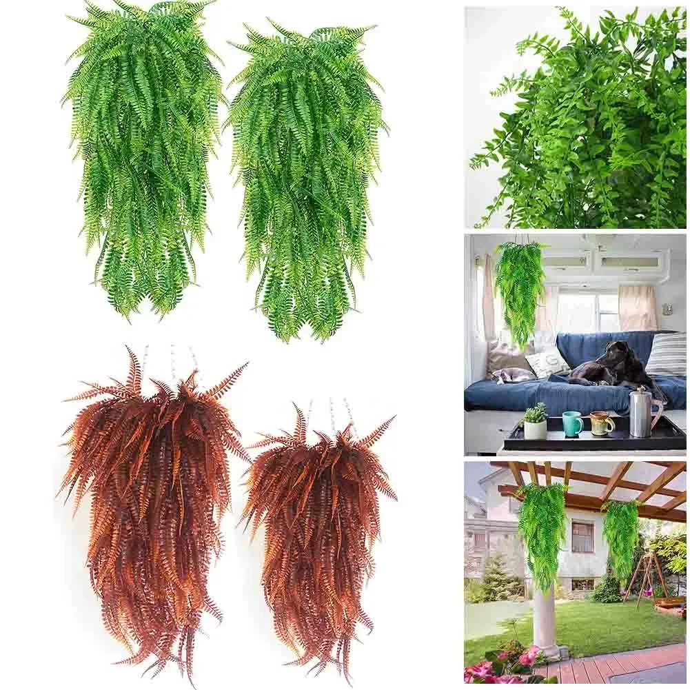 82cm Artificial Wall Hanging Persian Grass Plastic Vine Artificial Grass Decoration Fern Green Leaves Fake Plant Home Garden DIY