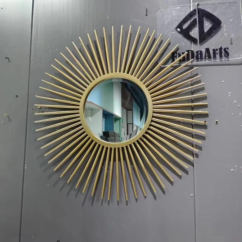 

60 см современный большой глянцевый золотой солнце деревенский металлический каркас Настенный декор Новый дизайн Гостиная Декоративный художественный дизайн