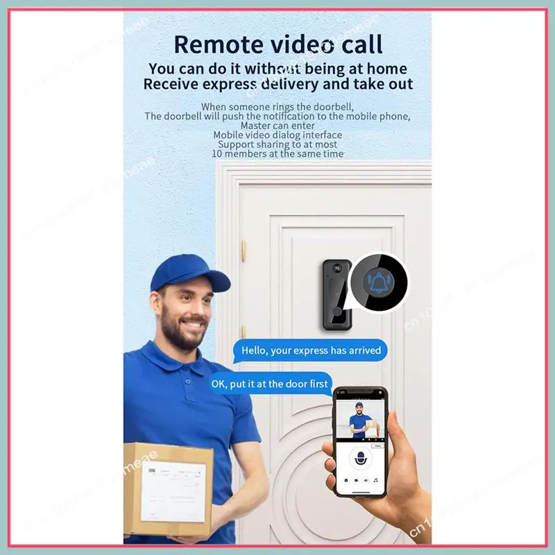 N94R WIFI Doorbell Camera Smart Video Doorbell With 125° Wide Angle HD Video Night Vision Supports Cloud Storage