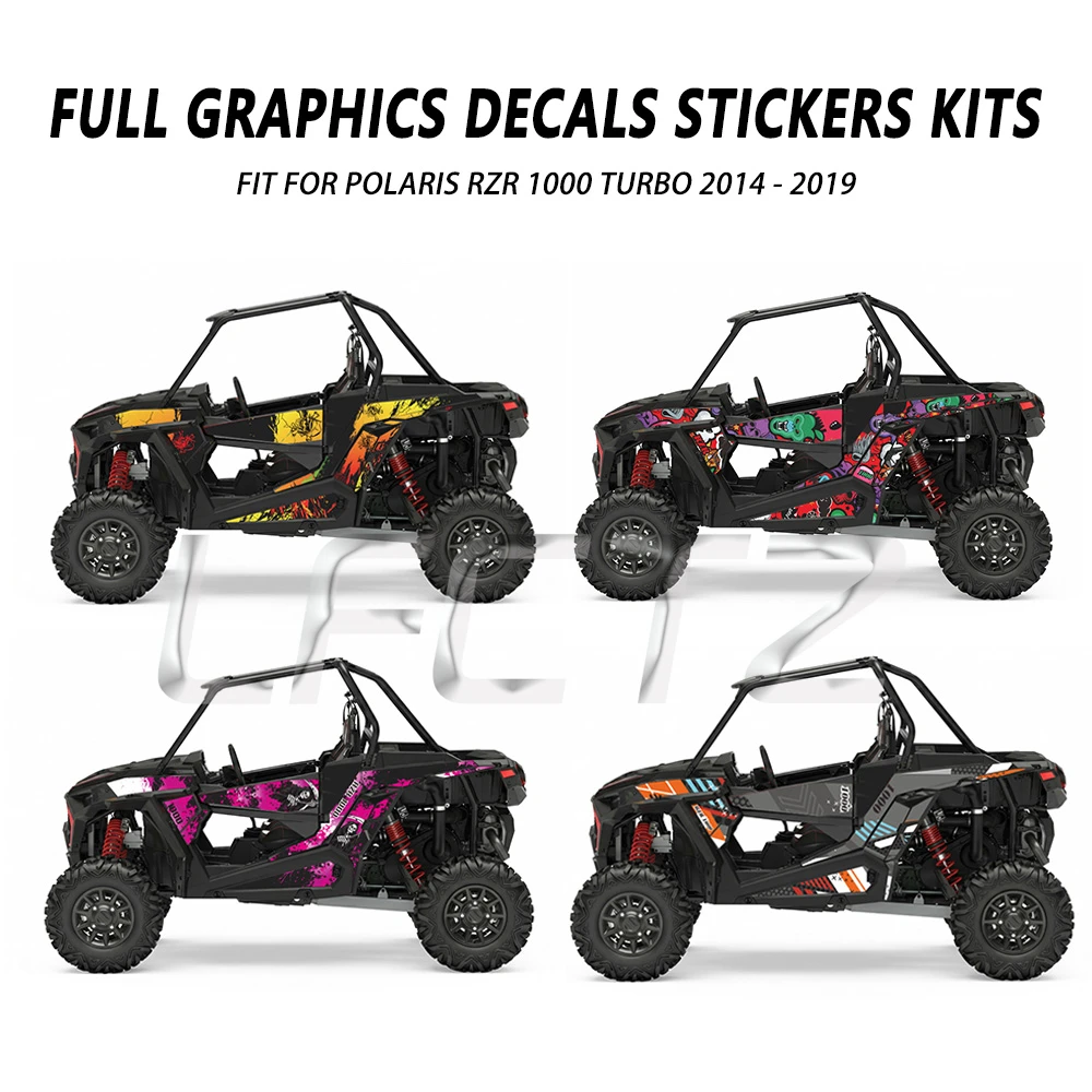 Glossy/3D Film Graphics Background Decal Sticker Kits Fit for UTV Polaris RZR 1000 TURBO 2014-2019 2 Door