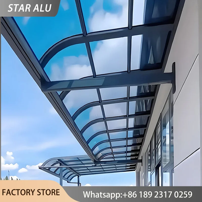

Outdoor Polycarbonate Awning Canopy for Door Window Sunshade Rain Shelter Durable Polycarbonate Carport Roof for Patio Garden