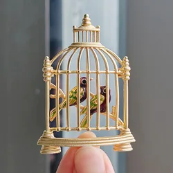 new minimalist enamel bird cage shape brooches fashion clothing pins