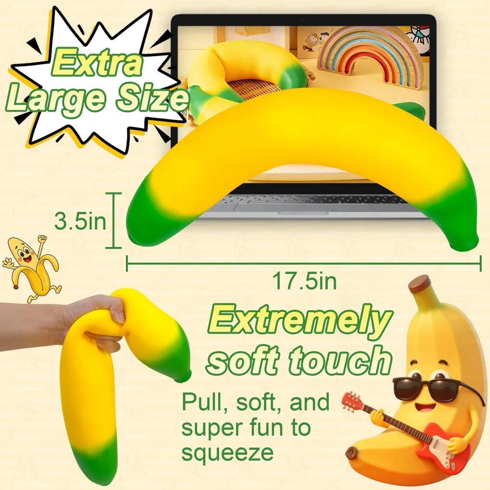 18/41cm Jumbo Squishy Banane Riesiger Quetsch-Stressball Langsam Rückfedernder Stressabbauender Geschenkartikel Heim- und Schreibtischdekoration zur Angstlinderung – Detail 2