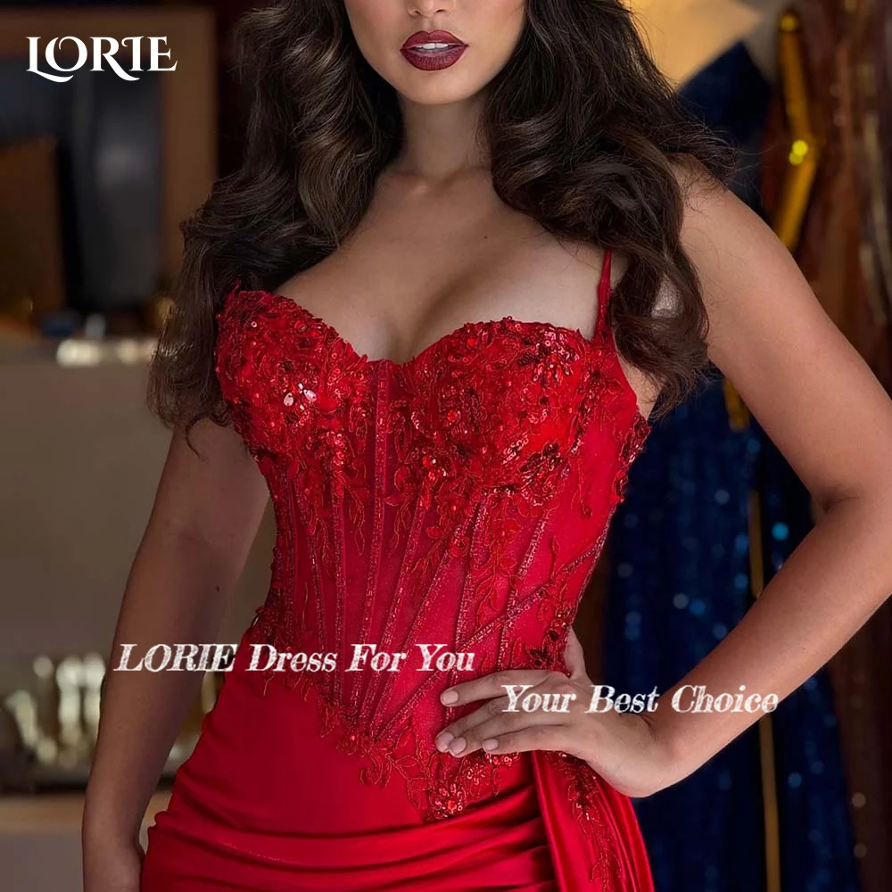 LORIE Red Slit Evening Dresses Spaghetti Straps Sweetheart Prom Dress Backless Women Clebrity Party Gown 2024 Club Party Dresses